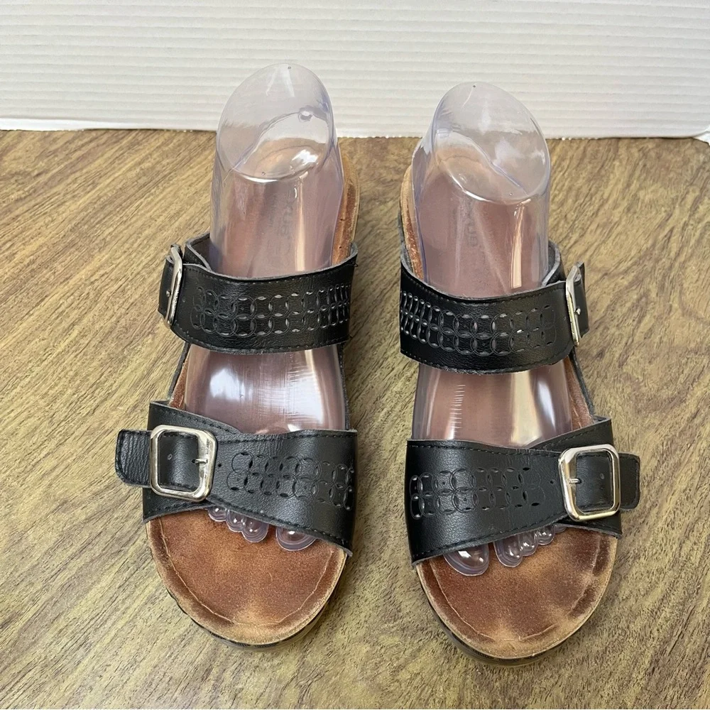 Flexus Anatomic Black Leather Sandals Size 41 - Picture 3 of 11